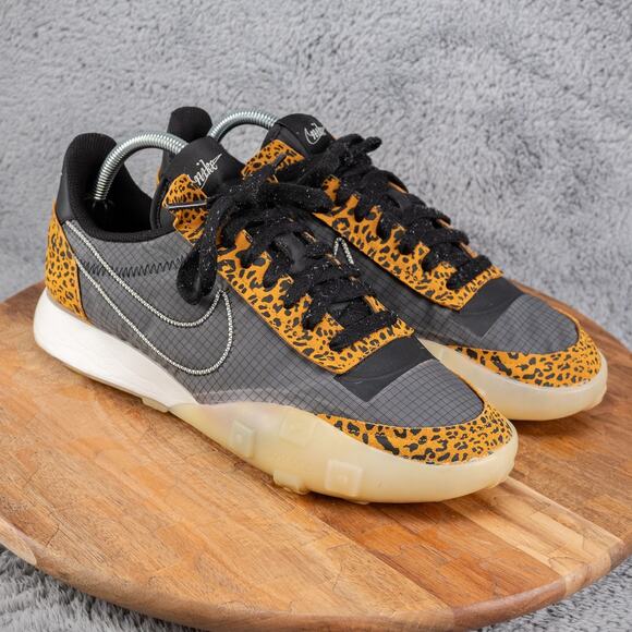 Nike Waffle Racer 2X Leopard DC9208-001 Womens Sz 10.5 Black Orange Animal Print - Picture 1 of 9